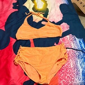 Orange Textured Bikini Set